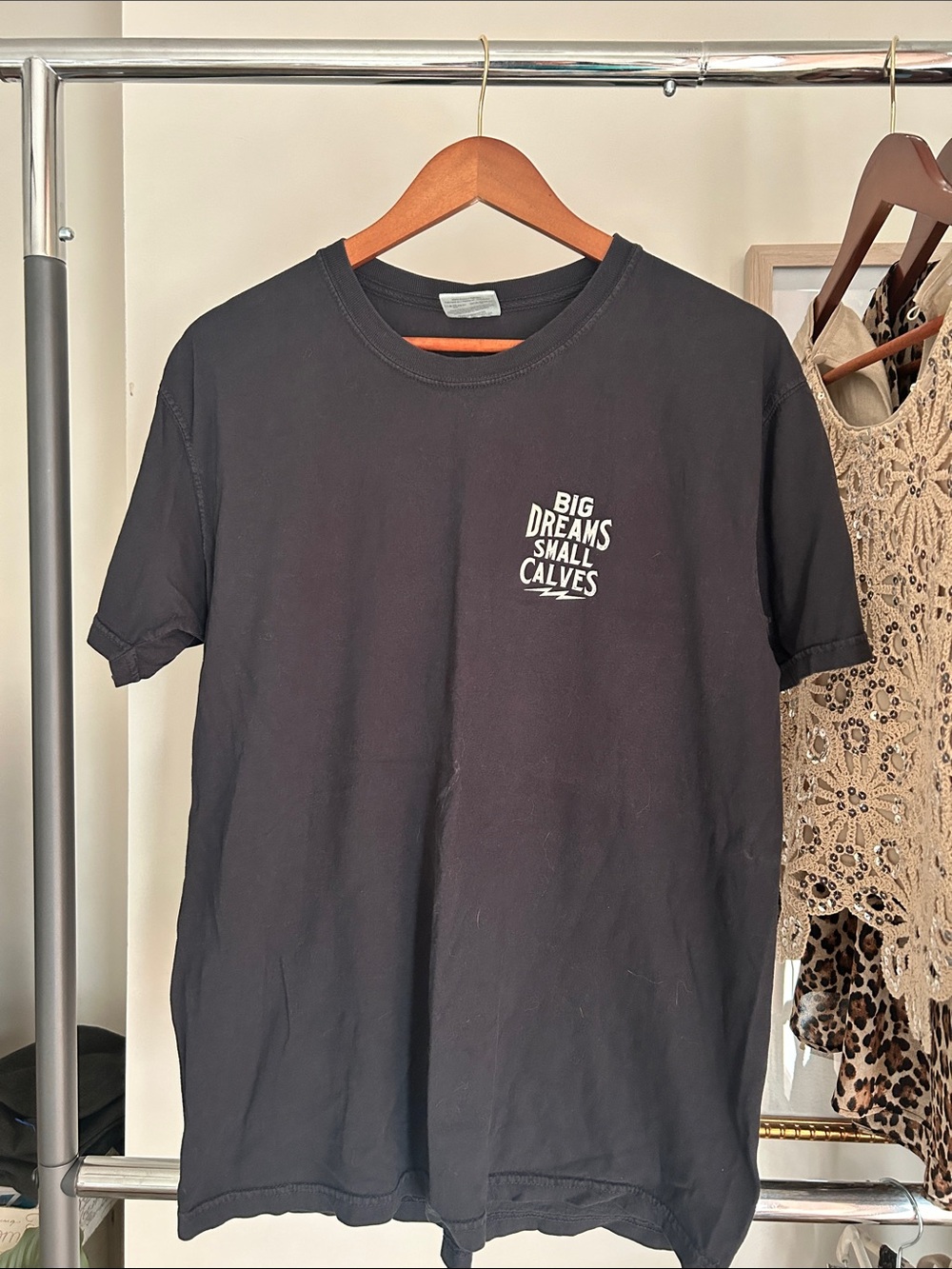 Men's L big dreams small calves Black Graphic T-Shirt